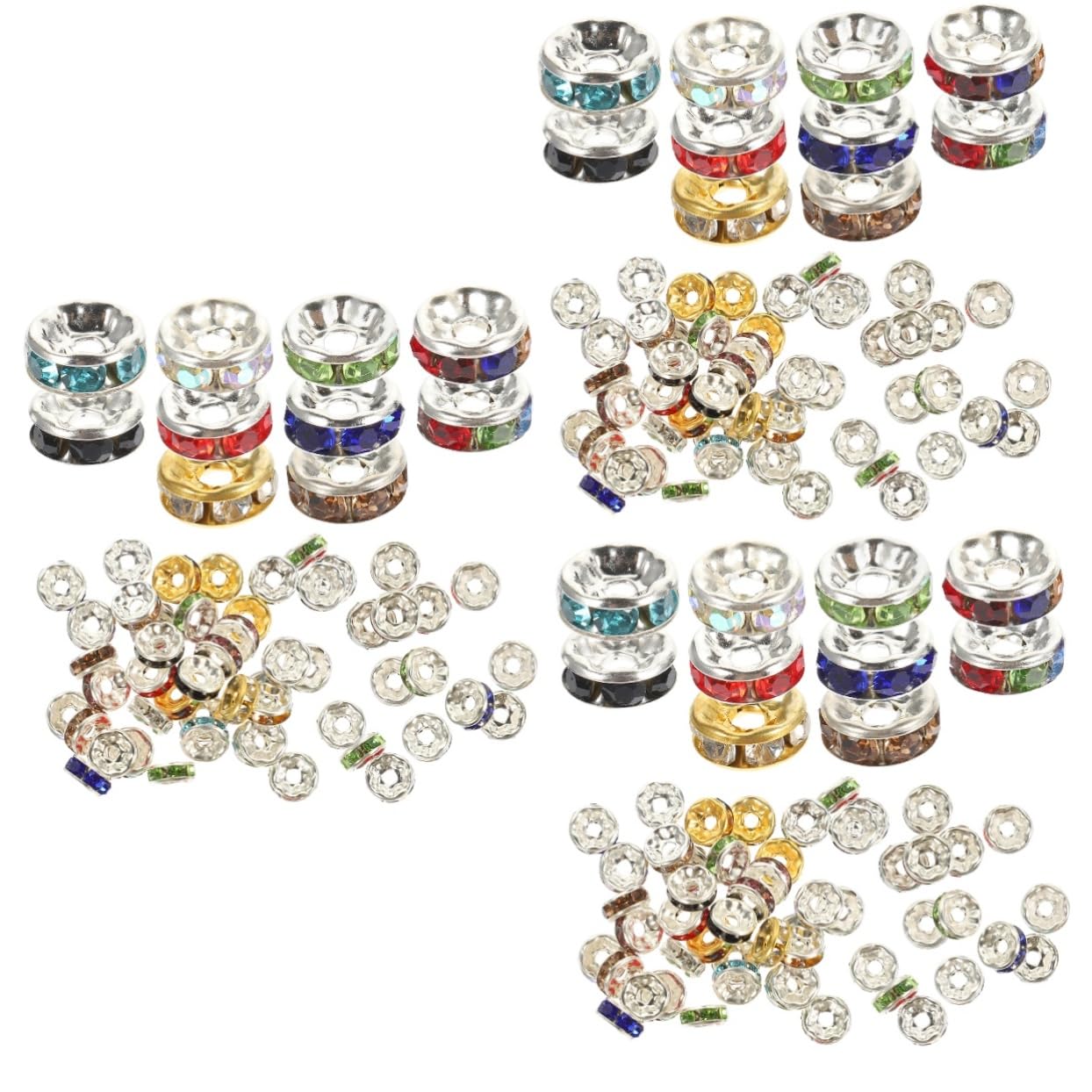 TEHAUX 900stücke Spacer Perlen Rundperlen Mit Strass Für Armbänder Bastelperlen Mischfarben Für Schmuckherstellung Und Kreative Bastelprojekte