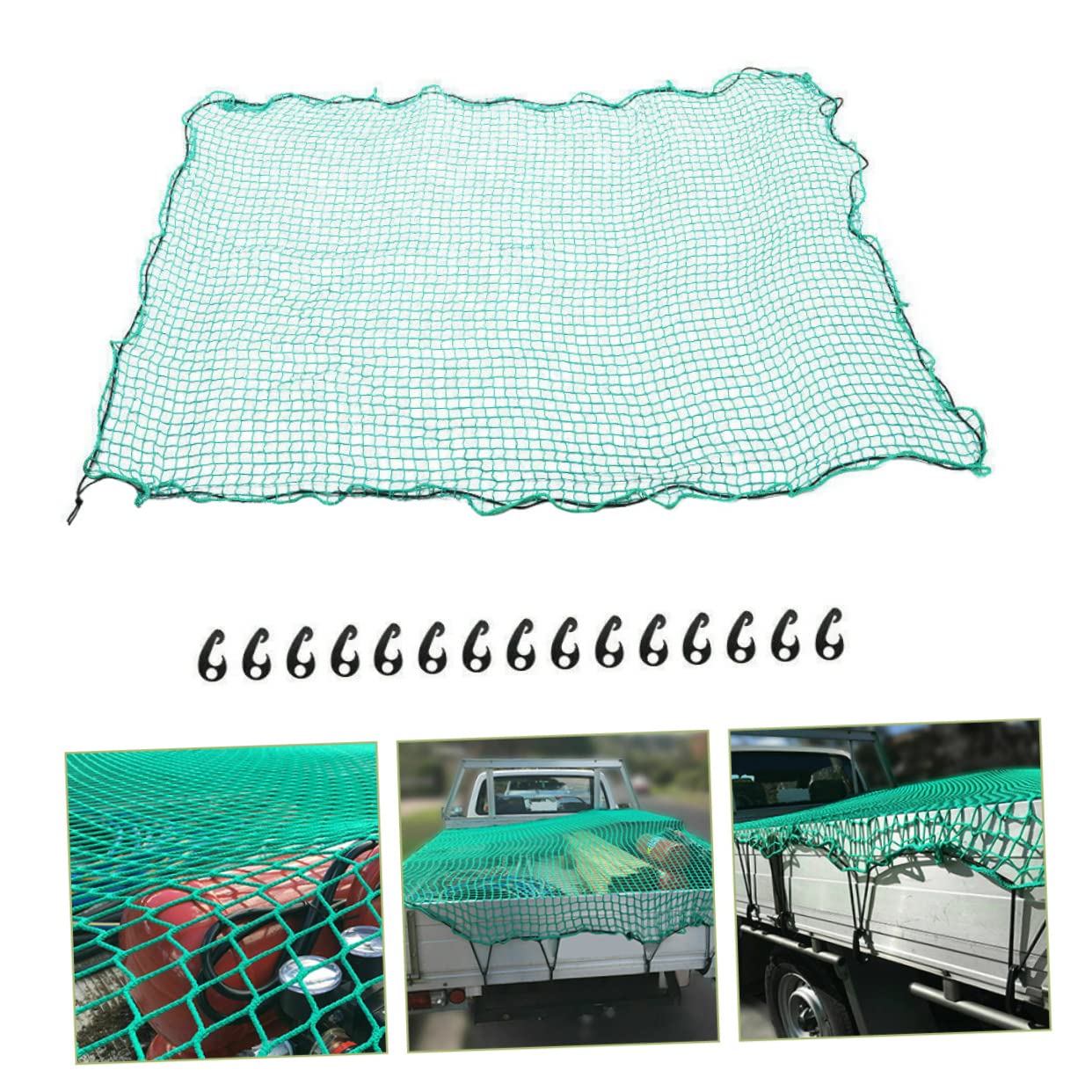 ULTECHNOVO Rete di Carico Resistente per Pickup e Rimorchio con Moschettoni Rete Elastico Protettiva per Bagagli e Attrezzature Sicurezza e Fissaggio per Trasporto Outdoor