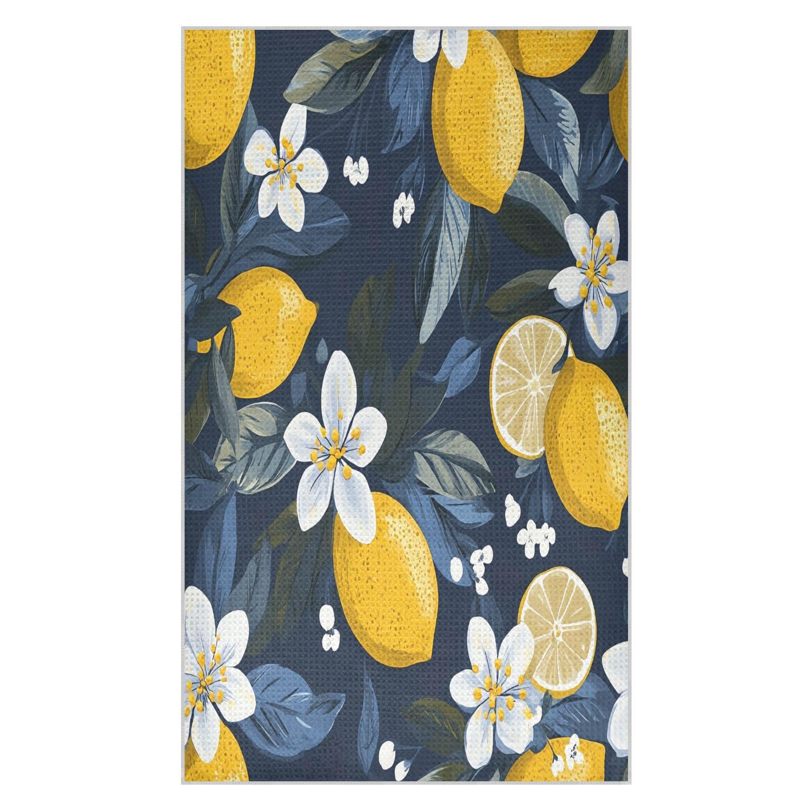 BURSTDDY Cartoon Lemon Kitchen Towels,Absorbent Dish Towels 2 Pack
