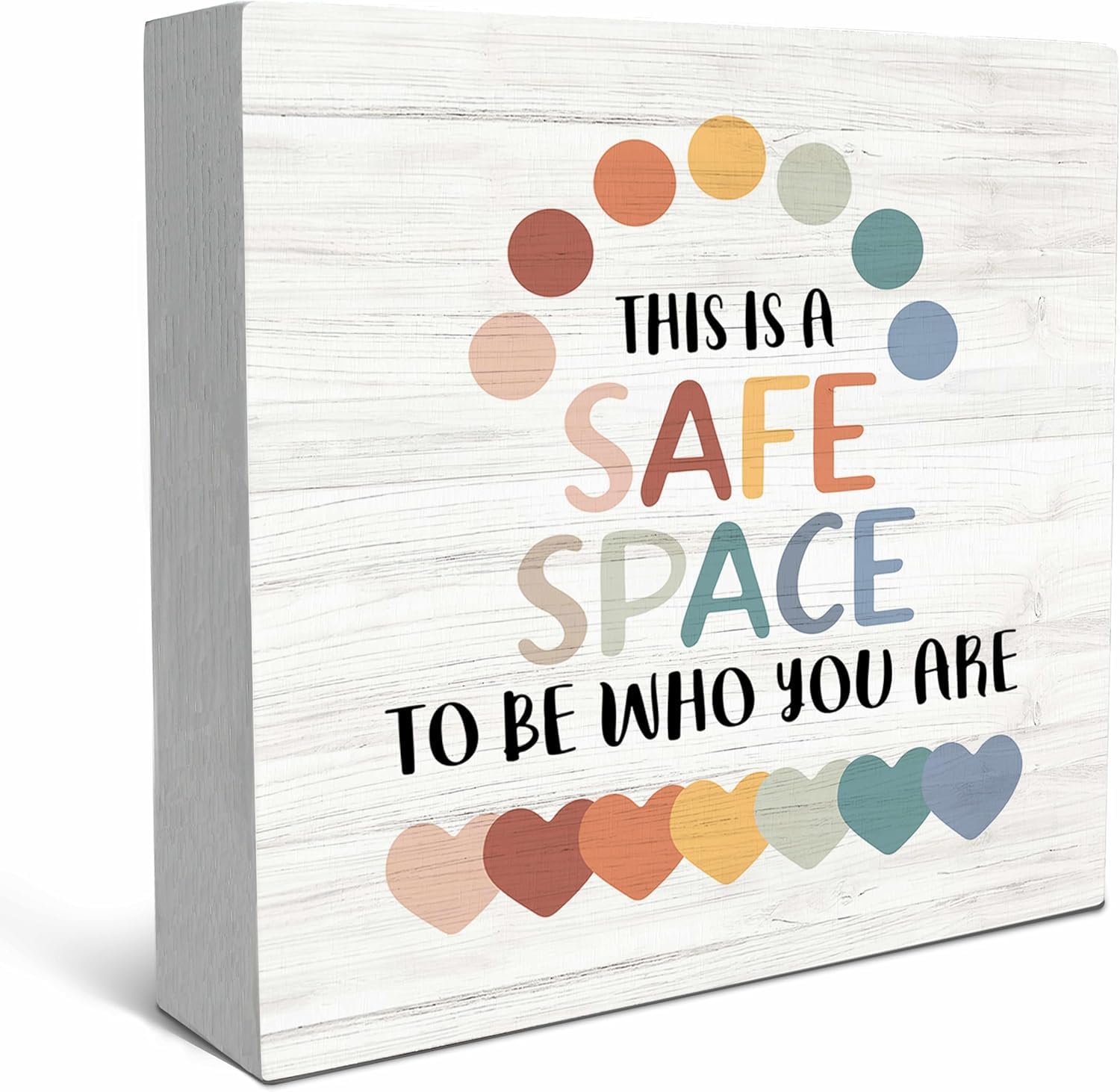 Safe Space Box Sign 5x5 Inch Wooden Tabletop Decor