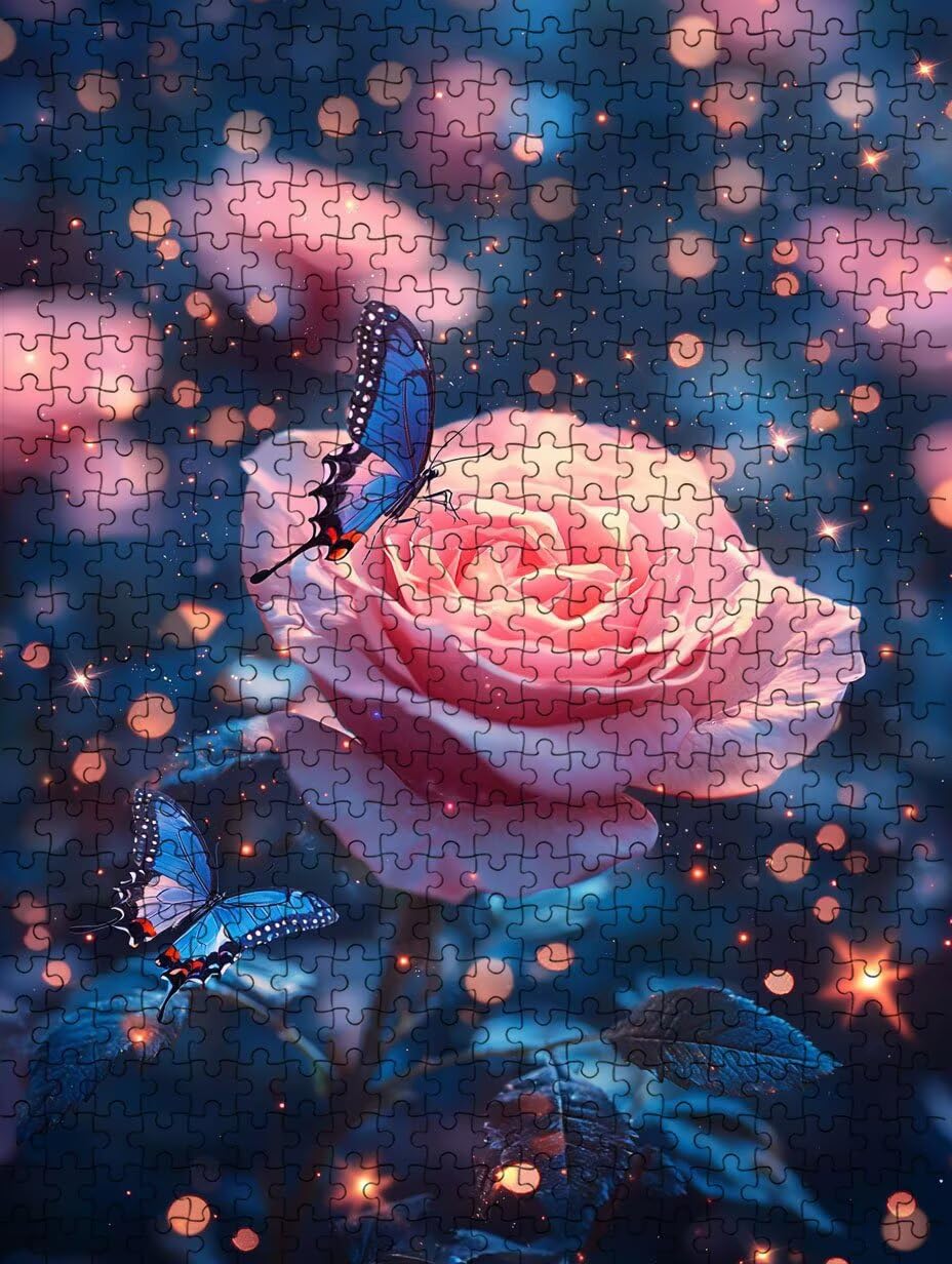 Puzzle 4000 sztuk, motyl różowa róża puzzle dla dorosłych 4000, drewniane puzzle, klasyczne gry edukacyjne, niemożliwe wyzwanie, rodzina gier, kreatywny prezent DX0YL1-360