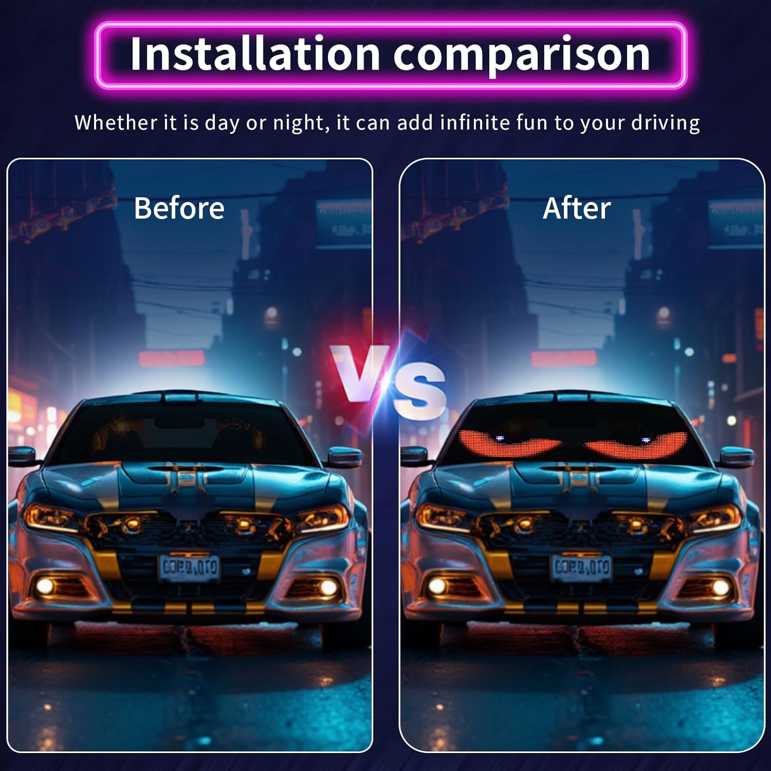2Pcs Programmable Devil Eyes Light for Cars | LED Eyes for Truck Windshield | Bluetooth APP Control | Can Edit Text/Graffiti/Animations