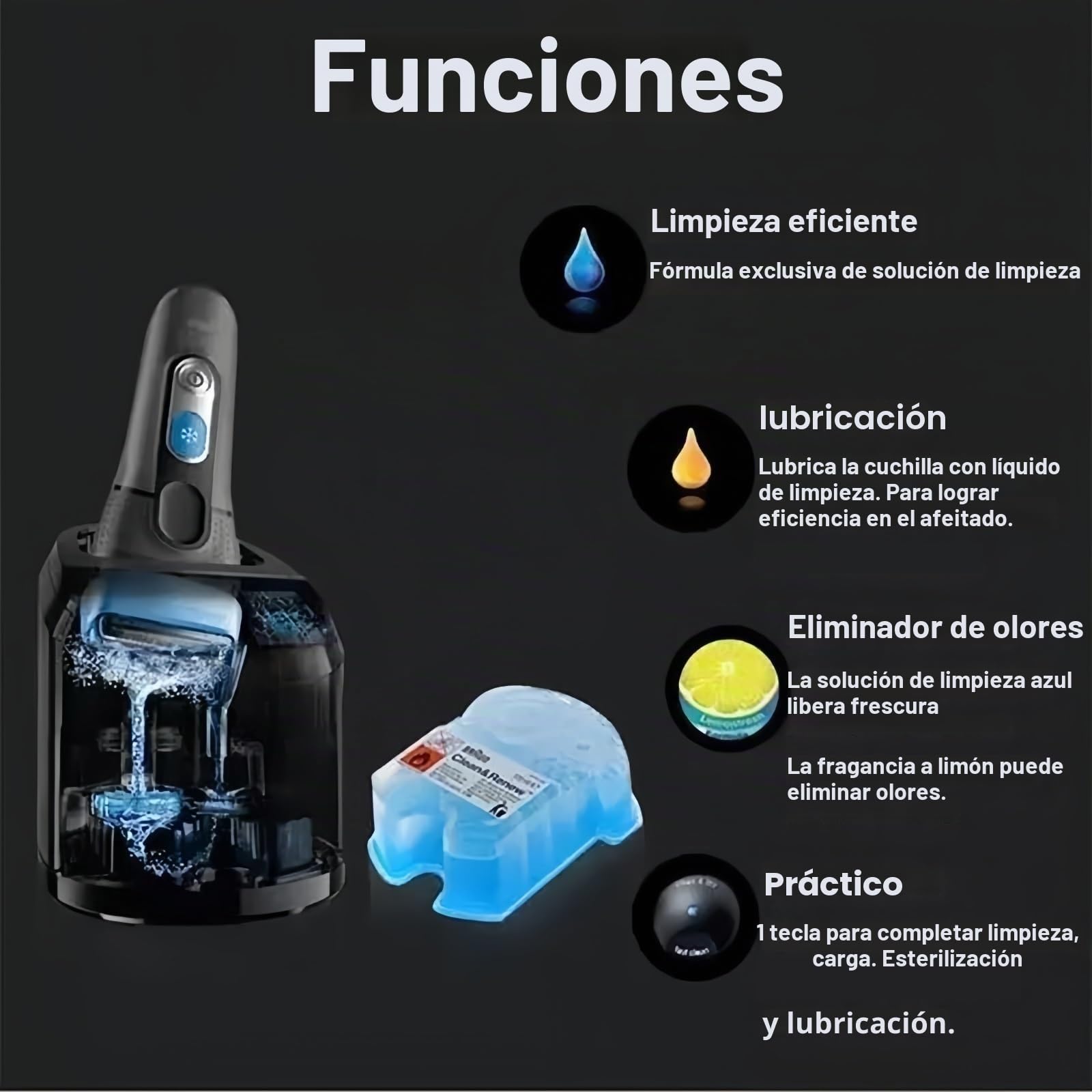 Compatible For Braun Clean & Renew Refill Cartridges CCR, Limpia Su Afeitadora Para Una Higiene Óptima, Elimina Las Partículas Residuales De Vello Y Piel, Aroma A Limón, (paquete De 2 O Paquete De 4)(