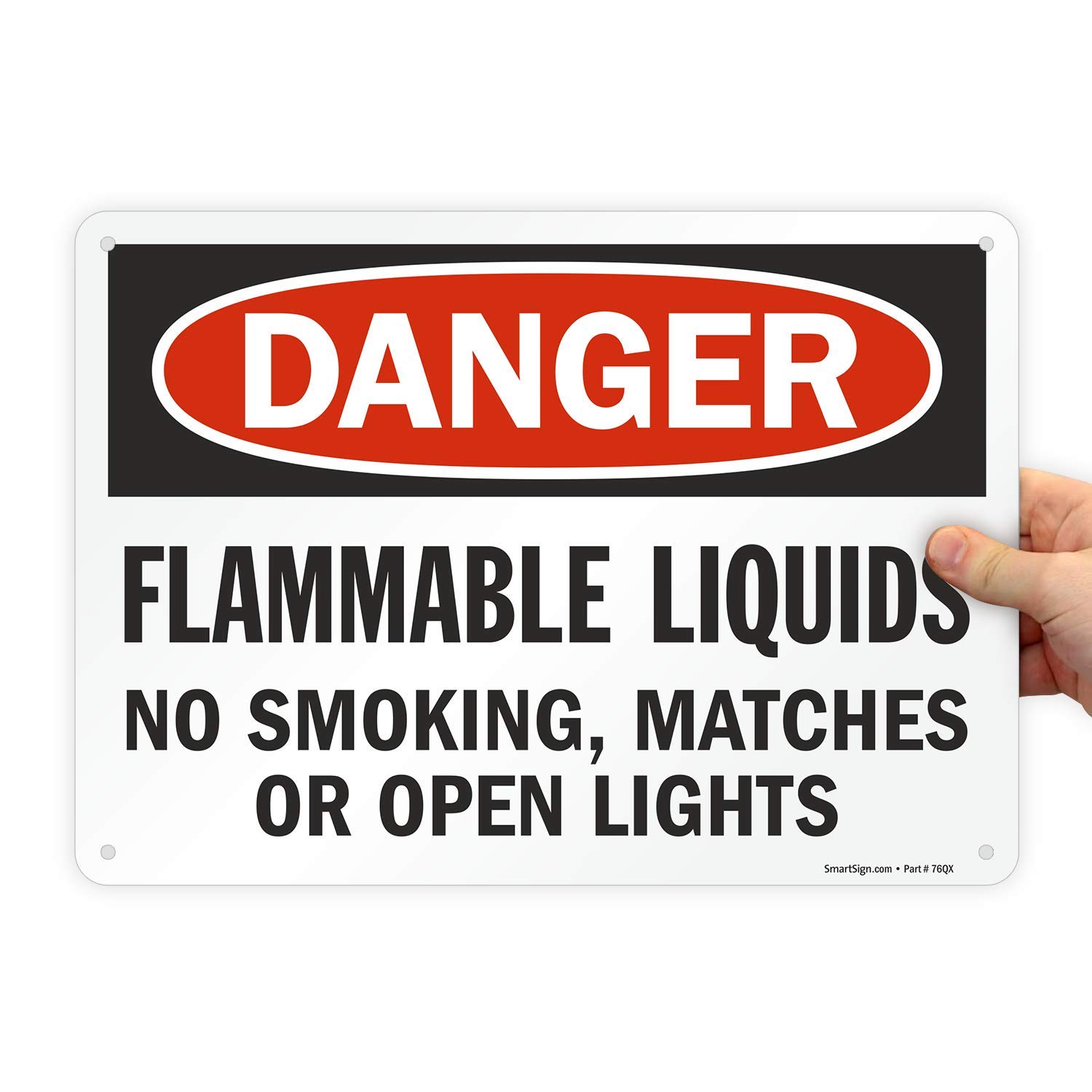 SmartSign "Danger - Flammable Liquids, No Smoking, Matches Or Open Lights" Sign | 10" x 14" Plastic