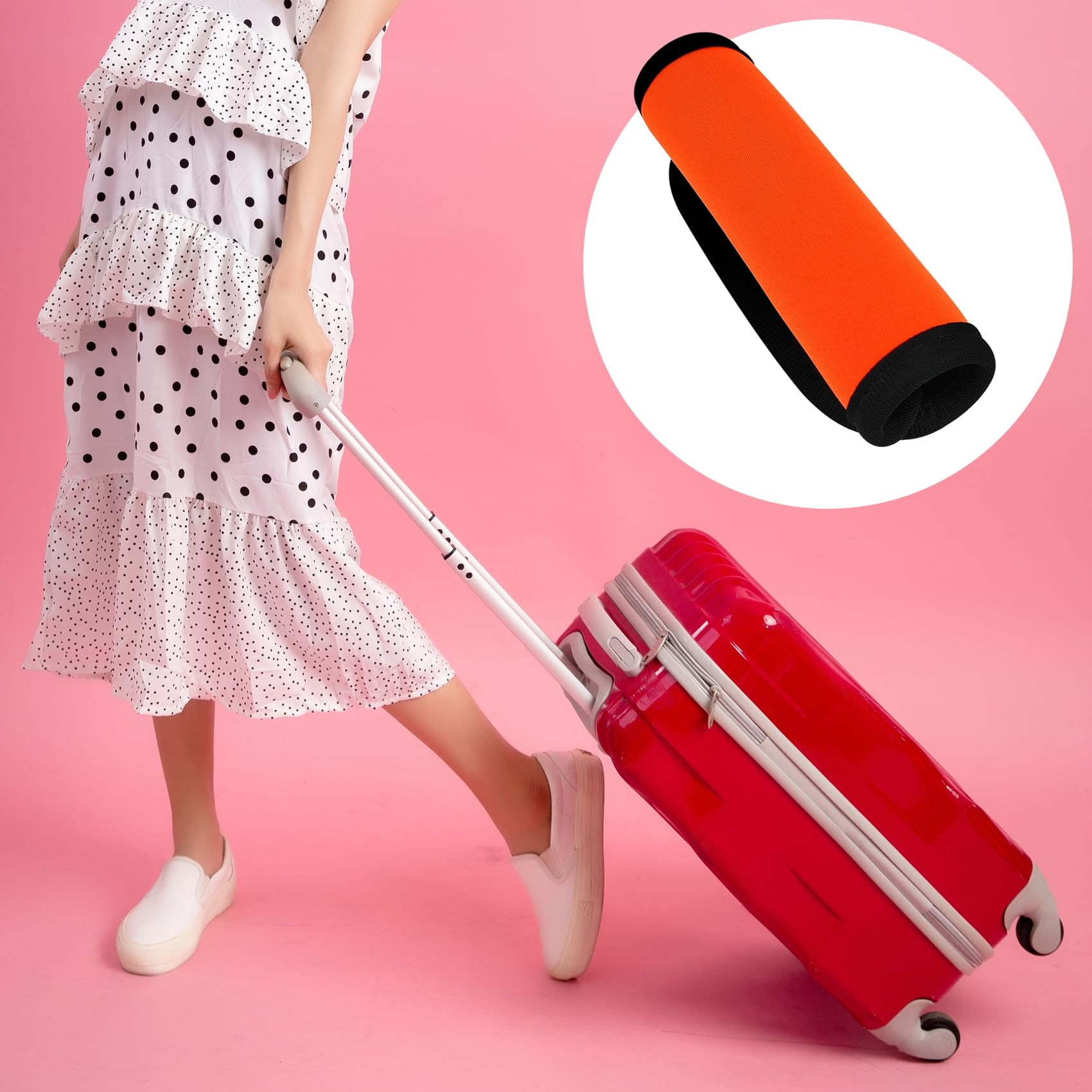 2 fundas para asa de equipaje, 5.5 x 6 pulgadas, identificadores de equipaje para maletas, identificador de maleta para avión, viajes, crucero, viajes (naranja)