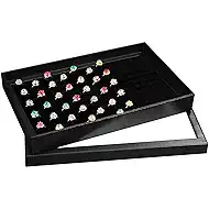 HEALLILY Velvet Ring Box 100slot, Black Ring Case, Stud Earring Organizers and Storage, 11.8 x 7 x 1.57 Inches Jewelry Box Display Case for Stud Earring Wedding Engagement Daily Jewelry Tray