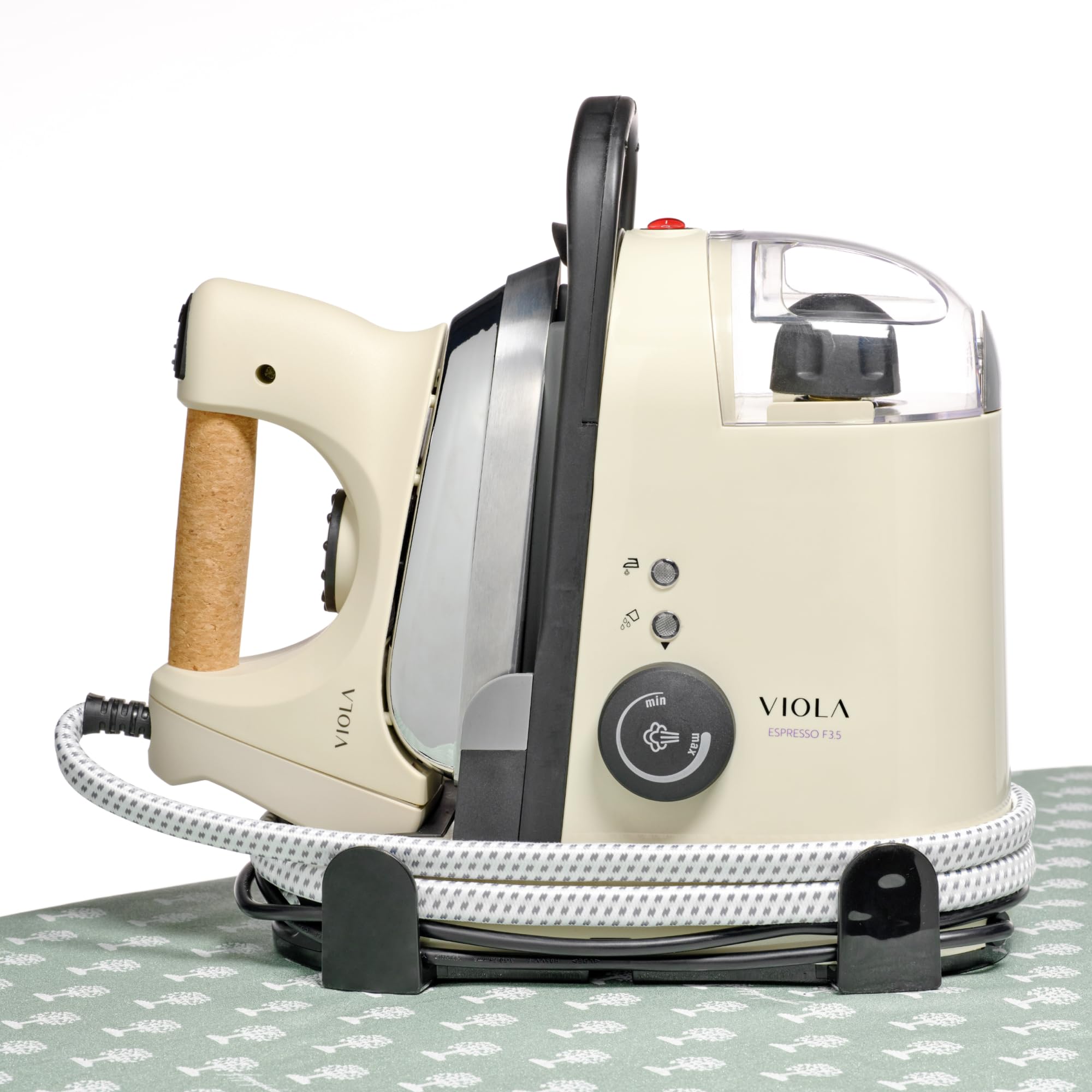 VIOLA Espresso Ferro da Stiro a Vapore con Caldaia in Acciaio da 3,5 Bar, Stira a Secco, Stiratura Verticale, Design italiano Brevettato, Ferro Professionale, Stirare Facile, Compatto, Stirella Beige