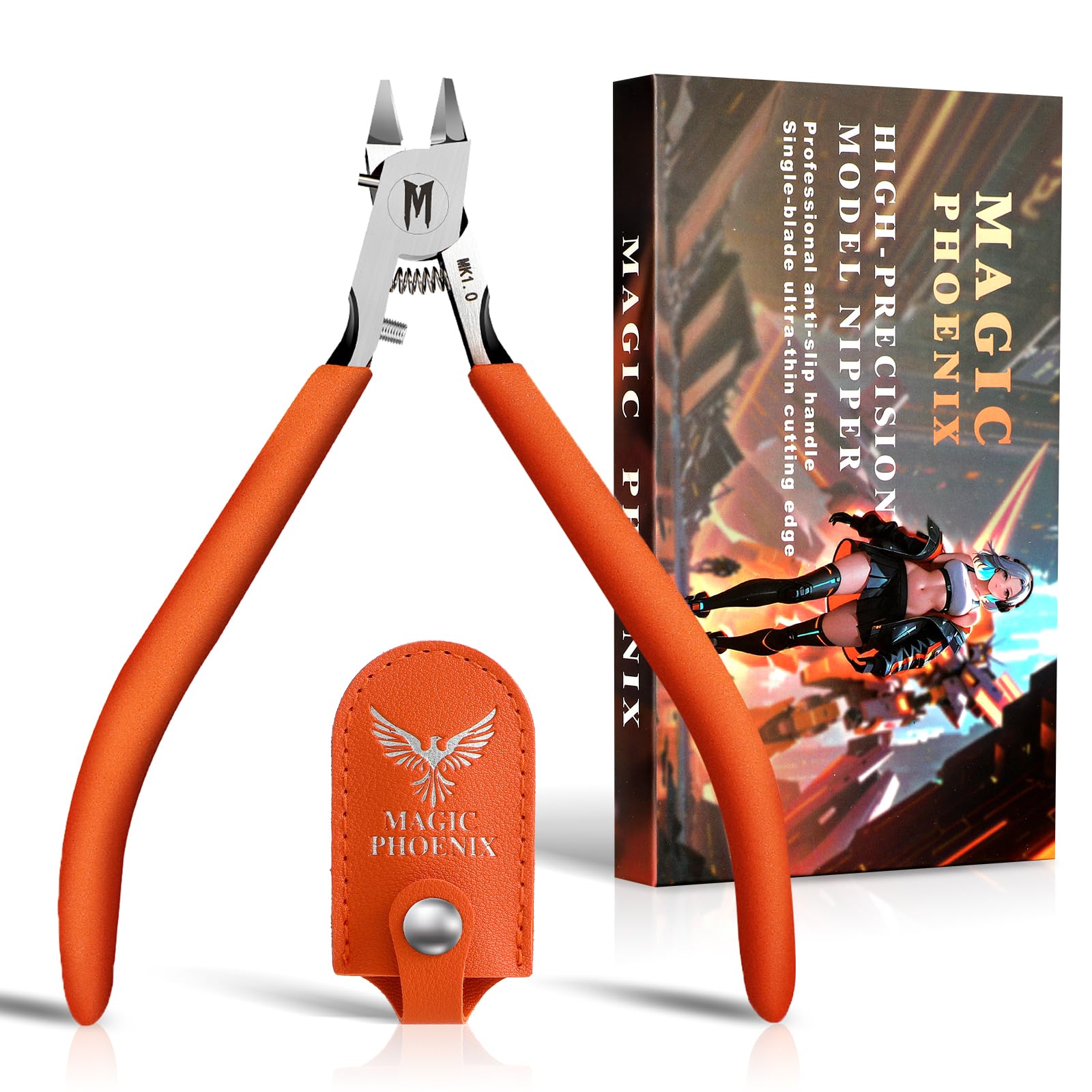 Ultimate Model Nippers, Ultra-thin Single Blade Flush Cutter for Gundam & Resin & Plastic Models, Cr-V Steel with Non-Stick Coating, Ergonomic Non-slip Grip (Professional Grade)