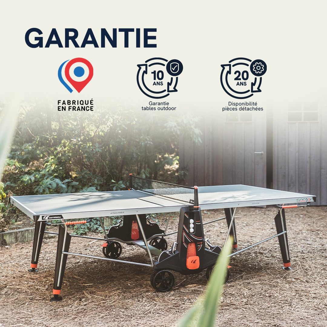Cornilleau- 500X Outdoor Table de Ping Pong d'Extérieur Loisir - Made in France (Plateau Bleu ou Noir 6mm)