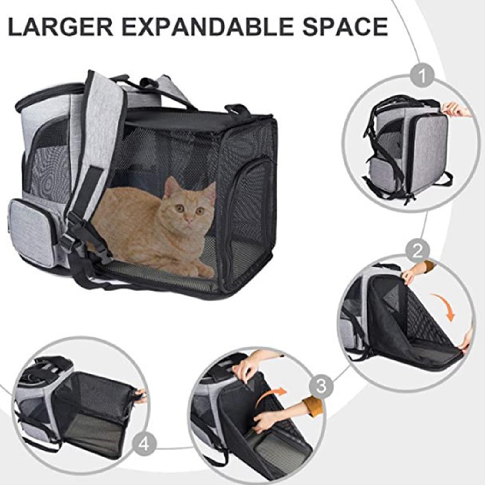 Transporter Dla Kota Oddychający Plecak Dla Zwierząt Akcesoria | Rozkładany Składany Miękki Transporter Do Samolotu Podróży Spacerów Weterynarza Pielęgnacji