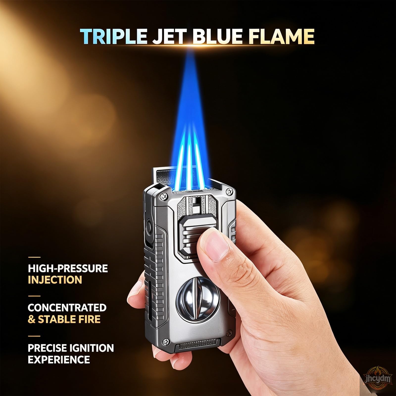 Briquet Torche Multifonction 5 en 1 à Flamme Triple Jet