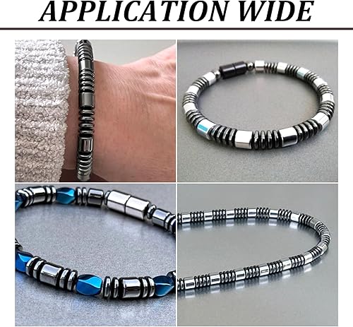 Miniatura 4 de Craftdady 5 hebras de cuentas de hematita sintética de disco Heishi negro de 0.236 pulgadas (0.236 in), cuentas metálicas planas y redondas de