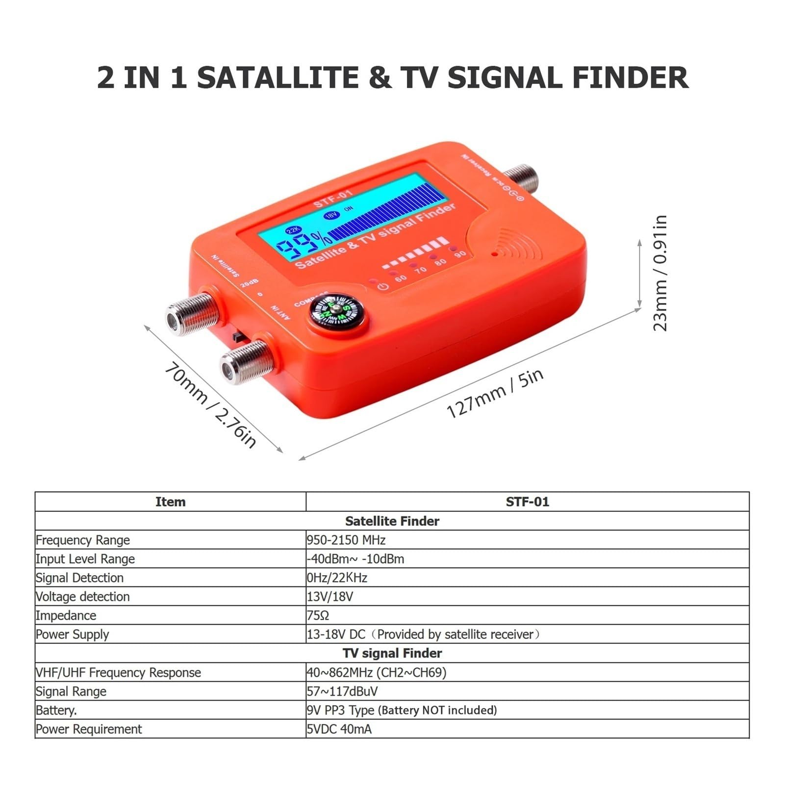 STF-01 Satelitarne mierniki prądu Wyszukiwarka sygnału telewizyjnego Przenośne narzędzia gospodarstwa domowego Wyczyść wyświetlacz