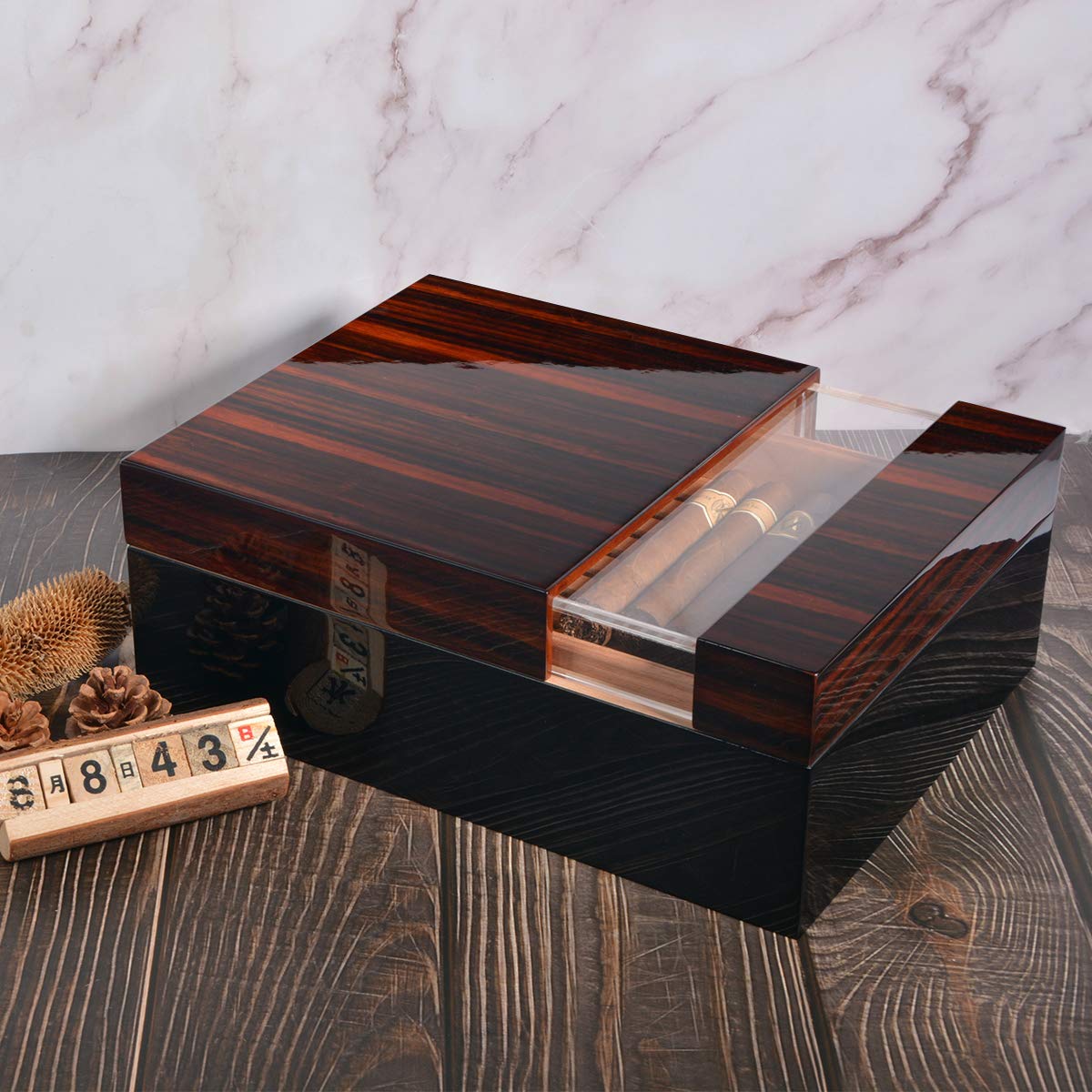 Volenx Humidor Cigar Box for Approx. 50 Cigars, Large Cigar Box with