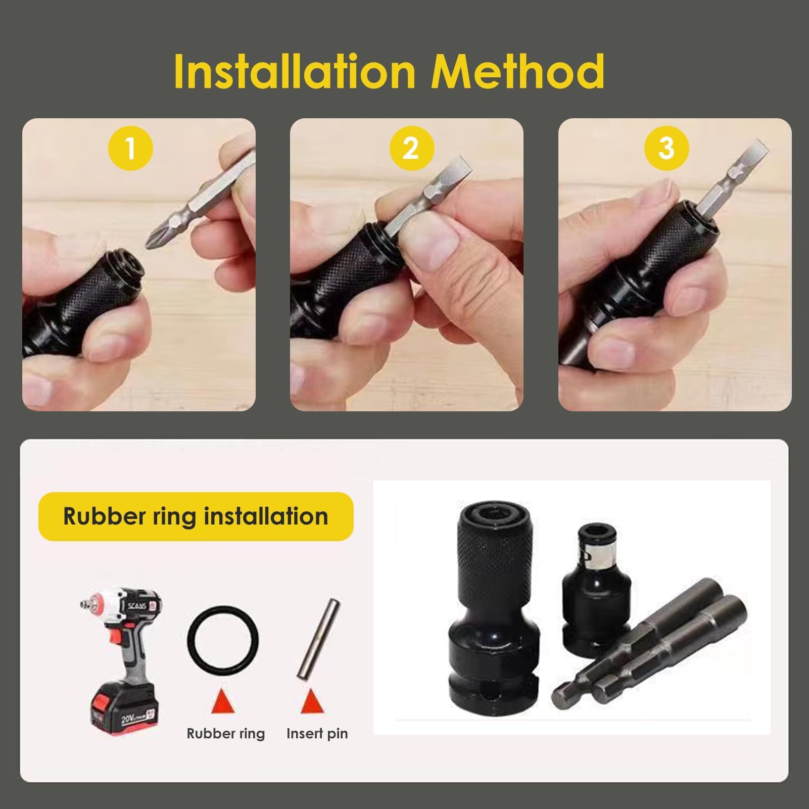 Adattatore Per Chiave A Impulsi 1/2″ A 1/4″ – Set Da 2 Pezzi In Acciaio Cr-V, Per Avvitatori Elettrici E Cricchetti, Ideale Per Fai Da Te E Auto