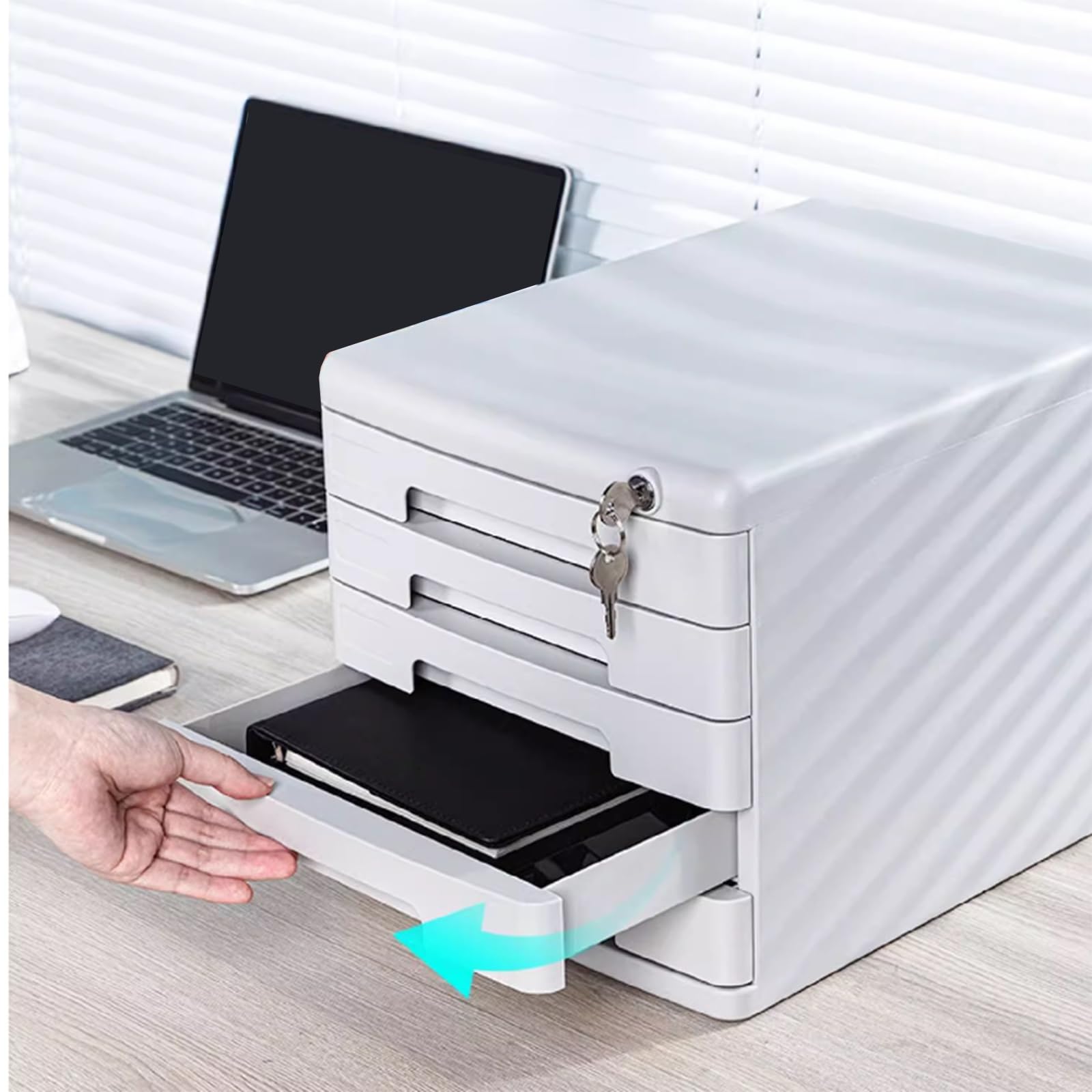 Classeur verrouillable à 5 niveaux – Classeur de bureau A4 avec clé, rangement sécurisé de documents de bureau pour dossiers et papiers – Idéal pour la maison et l'espace de travail