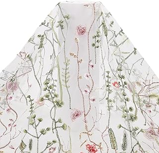 130x182cm Floral Embroidered Lace Fabric Colorful Flowers Mesh Fabric fo...