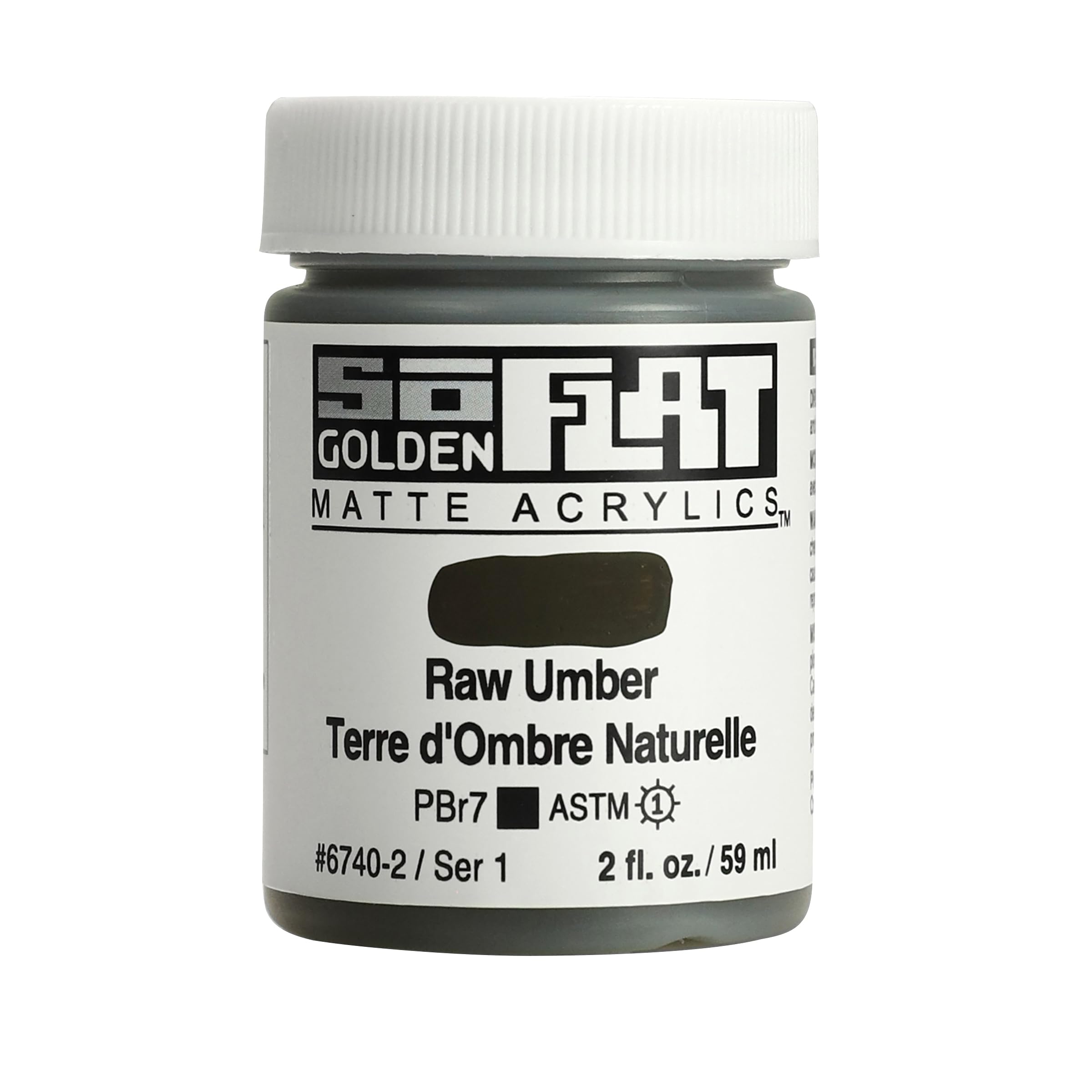 Golden SoFlat Matte Acrylic Paint, 2oz jar, Raw Umber (6740-2)