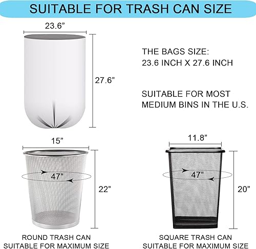 Miniatura 3 de Bolsas de basura negras de 10 galones, bolsas de basura ultra gruesas de 18 micras para cocina de oficina, 90 unidades