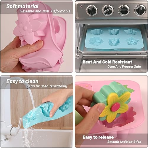 Vista 82 de Sakolla Paquete de 2 moldes cilíndricos de silicona para jabón, 15 moldes redondos de silicona para jabón hecho a mano, barras de loción, bombas