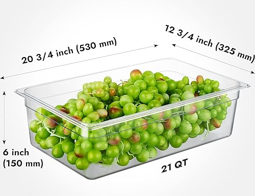 Vista 41 de CURTA Paquete de 6 bandejas de comida NSF, tamaño 1/6 de 2 1/2 pulgadas de profundidad, plástico de policarbonato comercial transparente apto