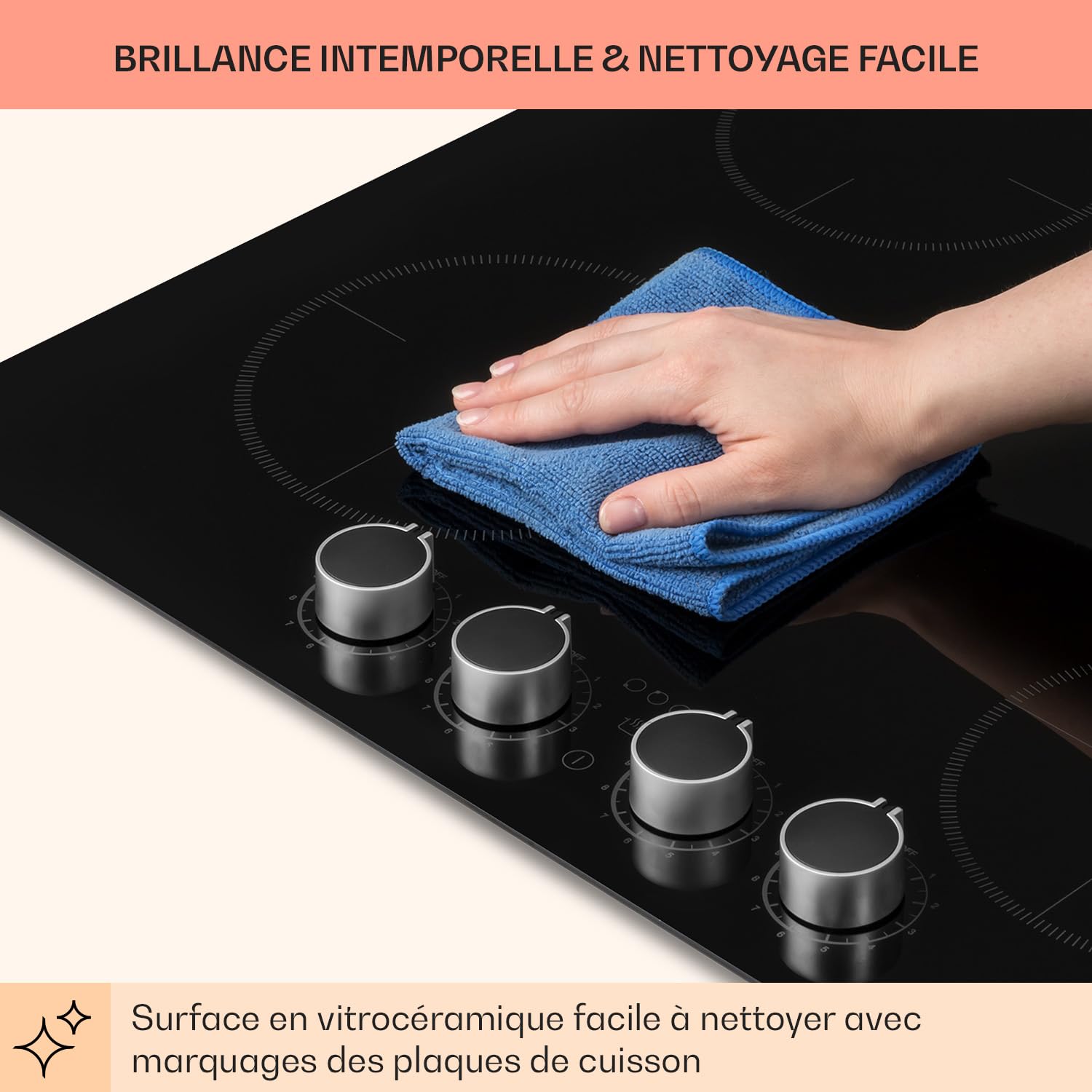 Klarstein Plaque Induction Encastrable de 6000W, Table de Cuisson Induction, Plaque 4 Feux, de Cuisson avec Sécurité, Tables de Electrique 4 Foyers, Plaques