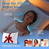 Vista 4 de QUTOOL - Lujosa almohada hipoalergénica, espuma viscoelástica, gel triturado, sistema enfriado, relleno regulable, funda de bambú extraíble