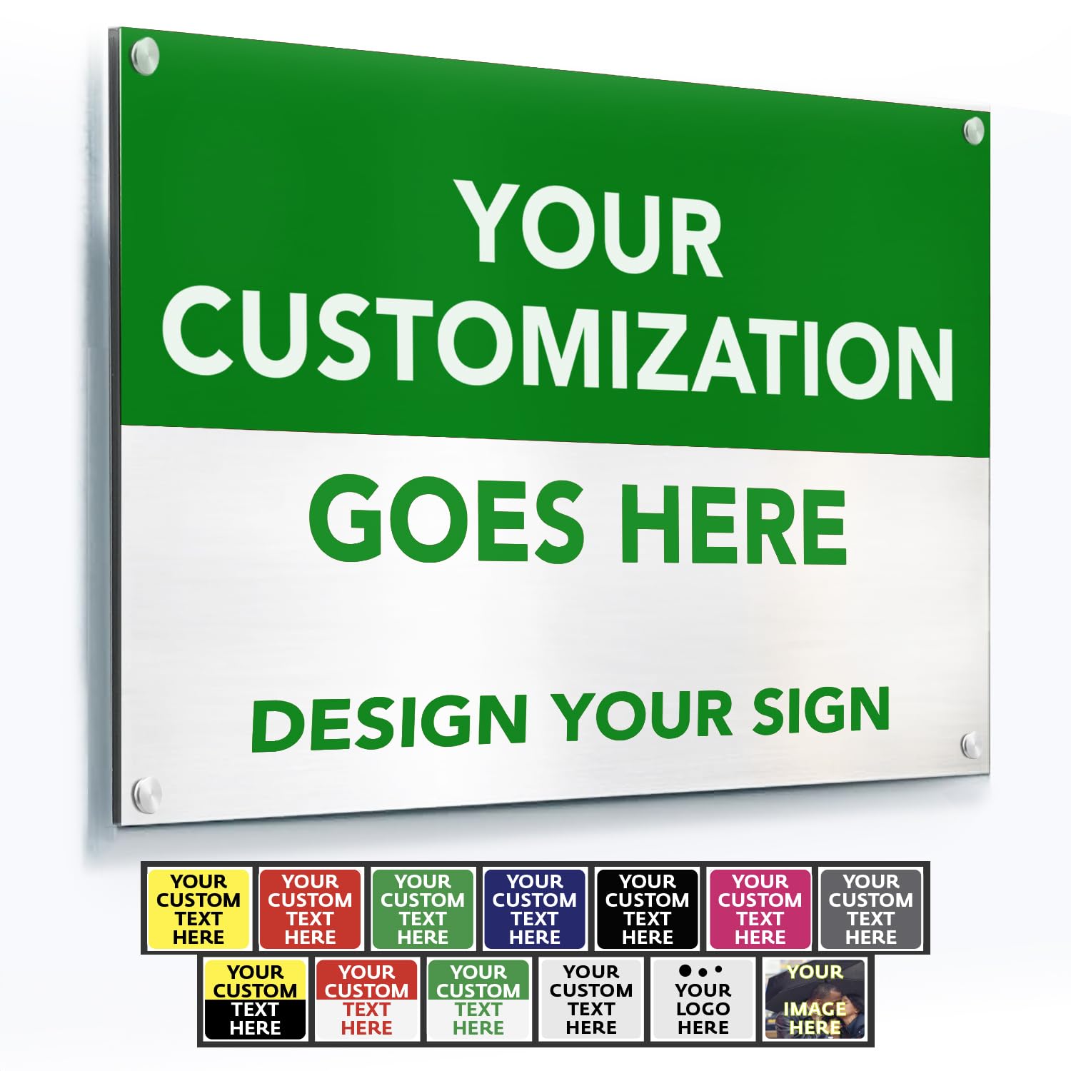 Custom Outdoor Metal Sign - Personalized Aluminum Safety and Business Sign, Waterproof (Green & White, 14x10 In)