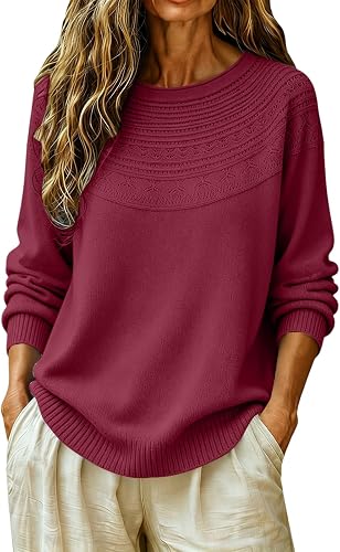 Fall Sweaters for Women 2026 Cashmere Sweaters for Women Fall Clothes Wine