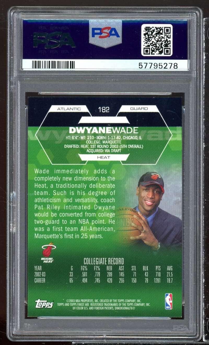 Dwyane Wade Rookie Card 2002-03 Finest #182 PSA 9