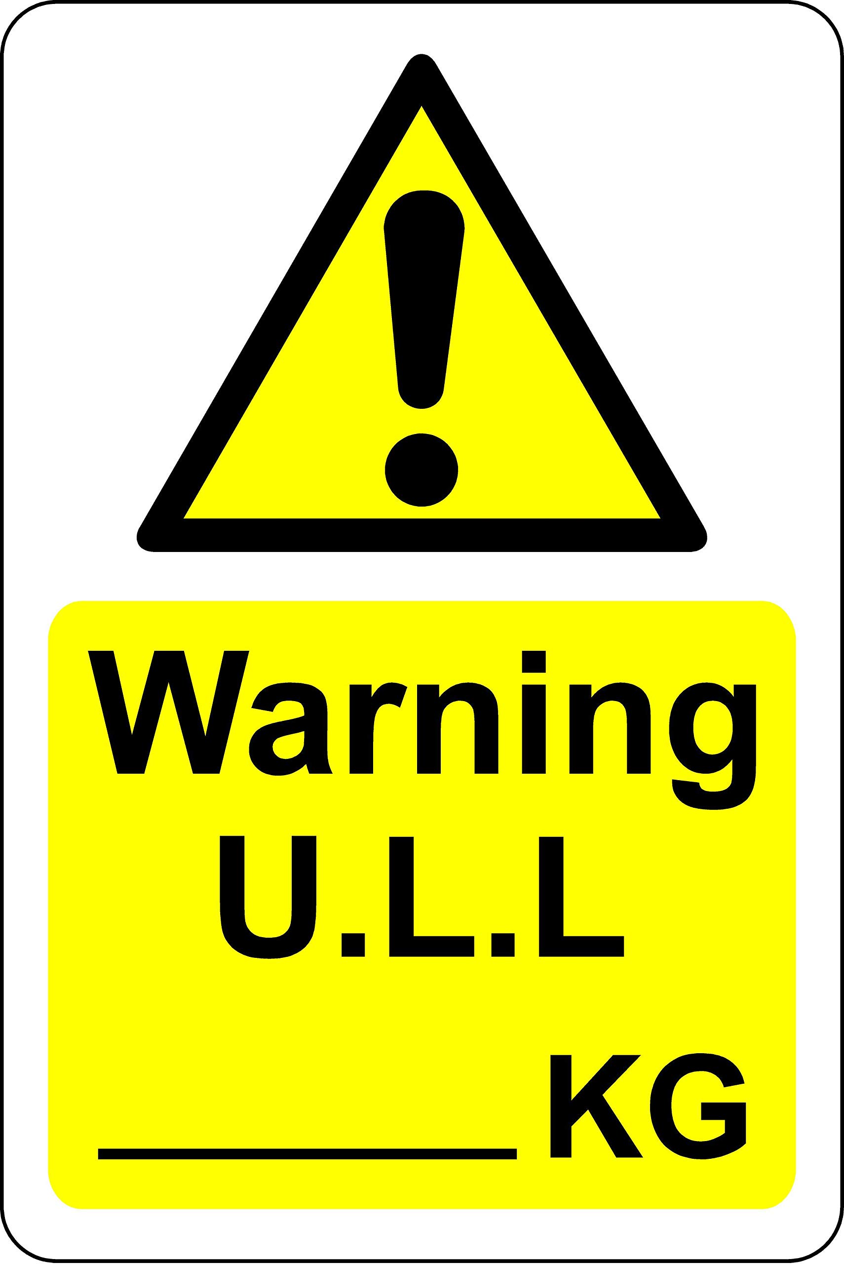 Kpcm Display Ltd Unladen Load Weight Kg (Ull) Vehicle Safety Sign - Self Adhesive Sticker 300Mm X 200Mm