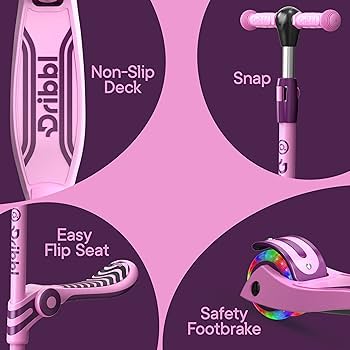 Amazon.com: Pink and Purple 3 Wheel Scooter with Seat for