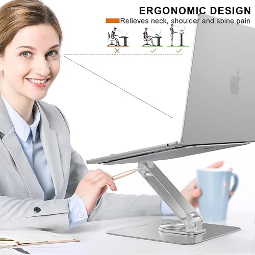 Miniatura 3 de Soporte ajustable para laptop con base giratoria de 360, elevador portátil para laptop, soporte plegable para laptop, elevador ergonómico para