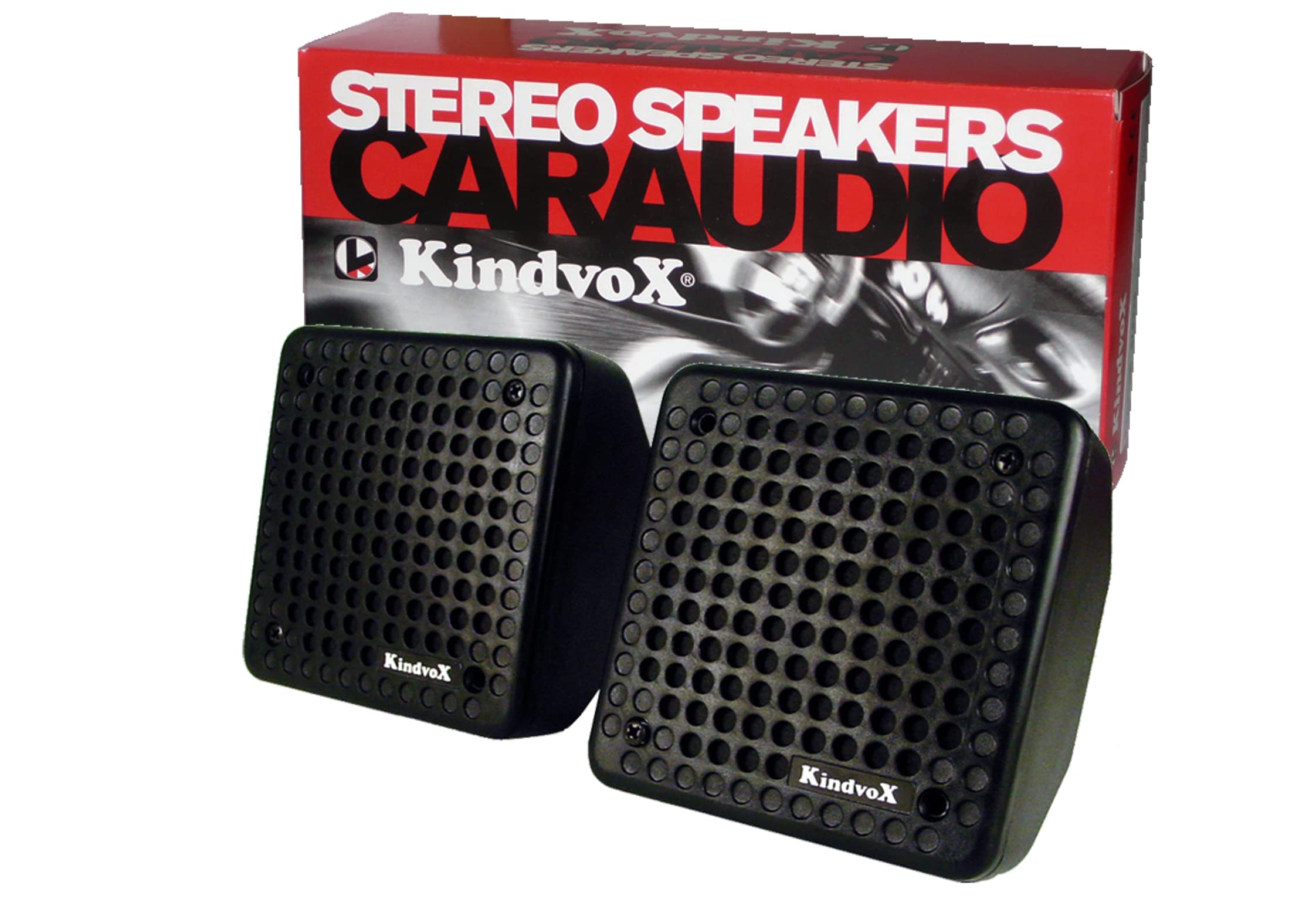 Juego de Altavoces de Doble Cono y 4" suministrados en Caja y reja Mini Box para Montaje en Superficie, Negro
