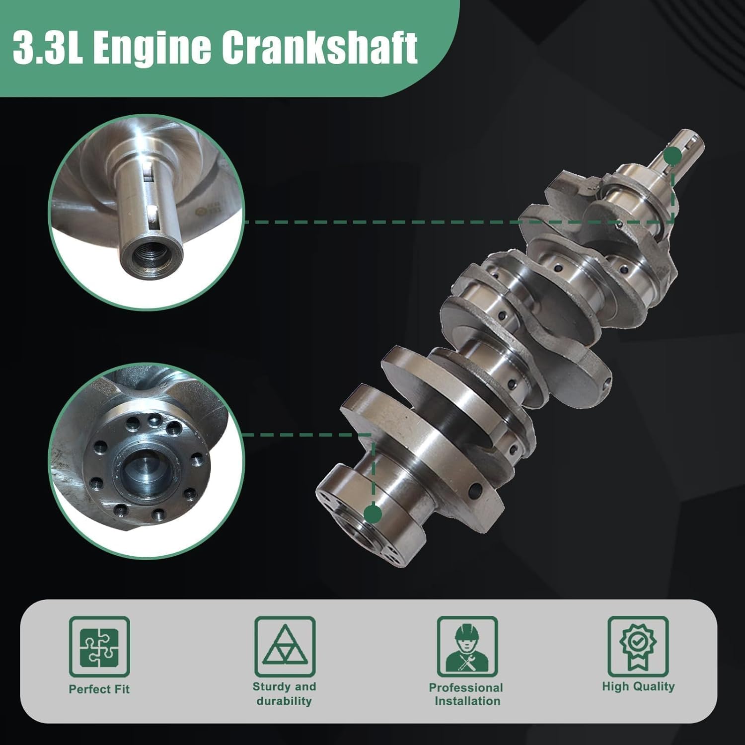 SecosAutoparts 3.3L Engine Crankshaft 23110-3CFA0 23110-3L100 623R63CA0A 623R6-3CA00 Fit for Hyundai Santa Fe Azera 2013-2016 Fit for Kia Sorento Sedona 2011-2016 Cadenza 2014-2016