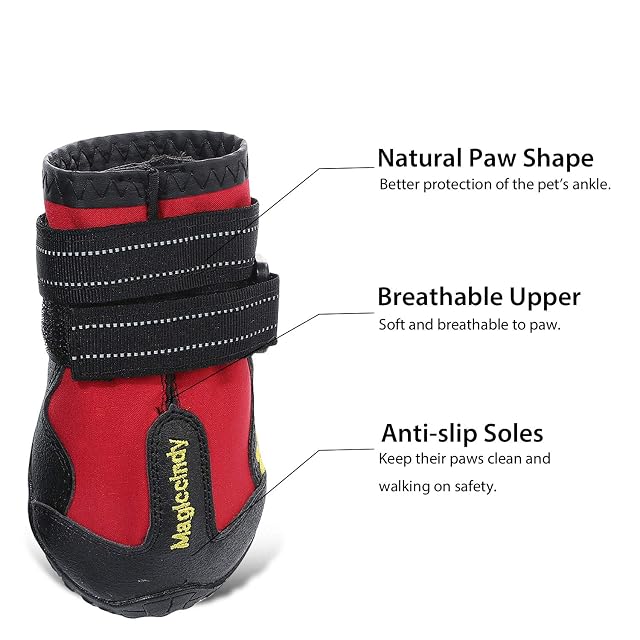 Foto 7 de 7 de PETCUTE 4 Piezas Botas Protectoras para Perros,Zapatos Impermeables para Perros con Correas Ajustables,Senos…