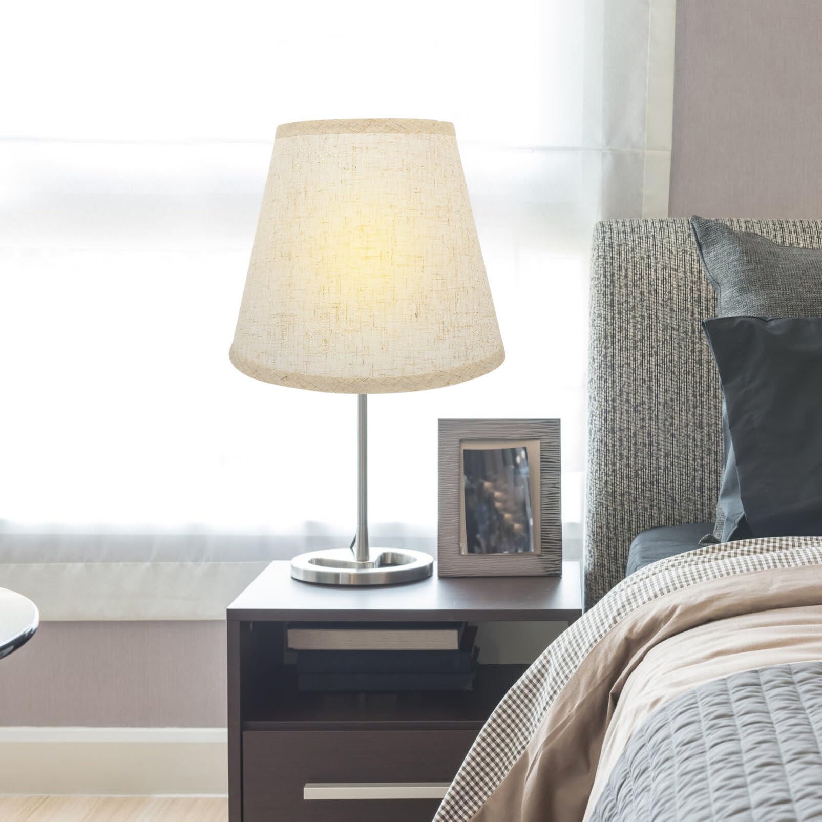LIFKOME Lino pantalla de diseño 8.3 pulgadas reemplazo pantalla para lámpara de mesa E14 dormitorio sala de estar luz decorativa