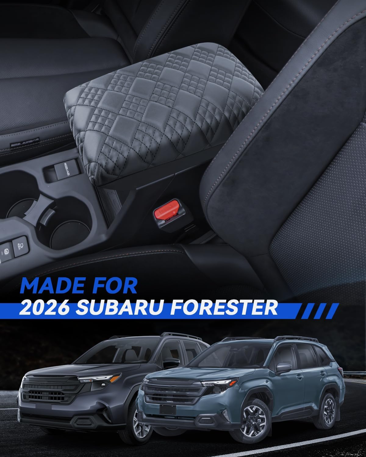 Forester Armrest Cover for 2026 Subaru Forester Touring/Wilderness/Premium Accessories Center Console Middle Lid Pad Protector for Car Elbow Rest-Thickened image 2