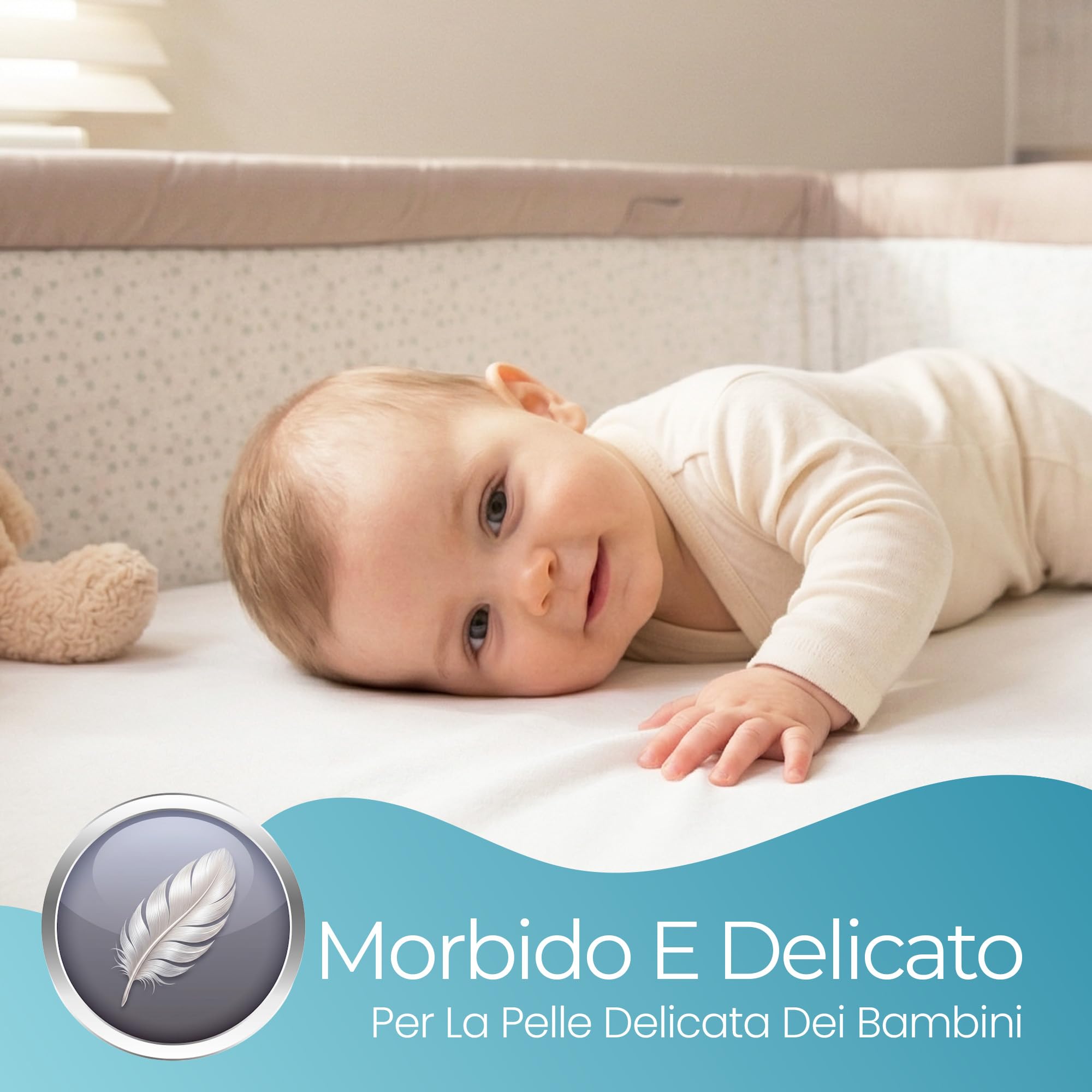 Lenzuola Next To Me 51x85 – Set Di 2 Pezzi Colore Bianco Lenzuolo Angoli Next To Me in 100% Cotone Biologico - Elasticizzate e Ultra morbide