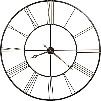 Howard Miller Vivian Gallery Wall Clock 555-052 | Oversized Wrought-Iron, Black Finish, Quartz Movement, Large Analog, Roman Numerals, Home