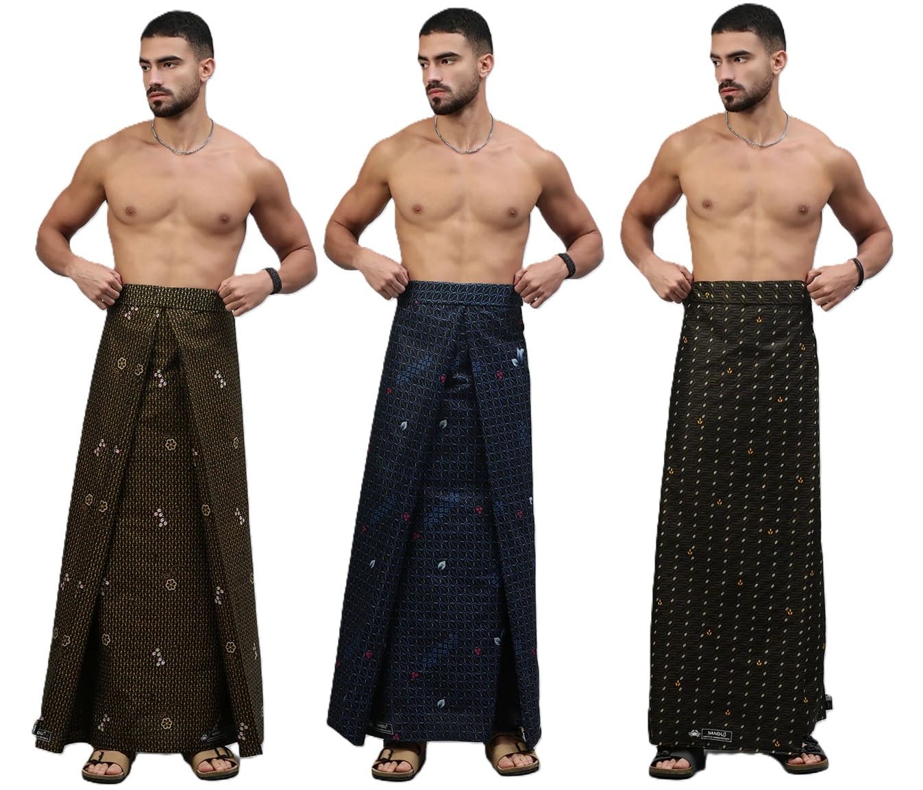 nandu Brand Men's Cotton Stitched Printed Lungies - 2 Pcs Pack (Multicolour, Design May Vary, 2.00Mtrs) # Attractive Design & Colour # Ready To Wear #-picture-22