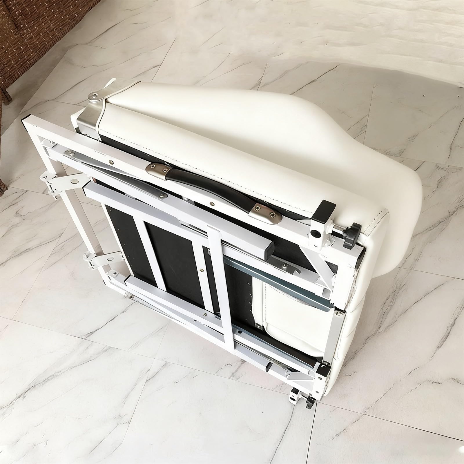 Lettino da massaggio pieghevole con poggiatesta ergonomico, lettino chirurgico ginecologico pieghevole portatile, sedia per assistenza medica privata per il parto white
