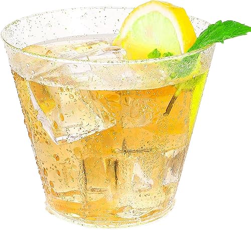 Miniatura 3 de HKACSTHI 25 vasos de plástico desechables de 9 onzas, copas de vino con purpurina, vasos de plástico transparente, vasos de postre, vasos para beber