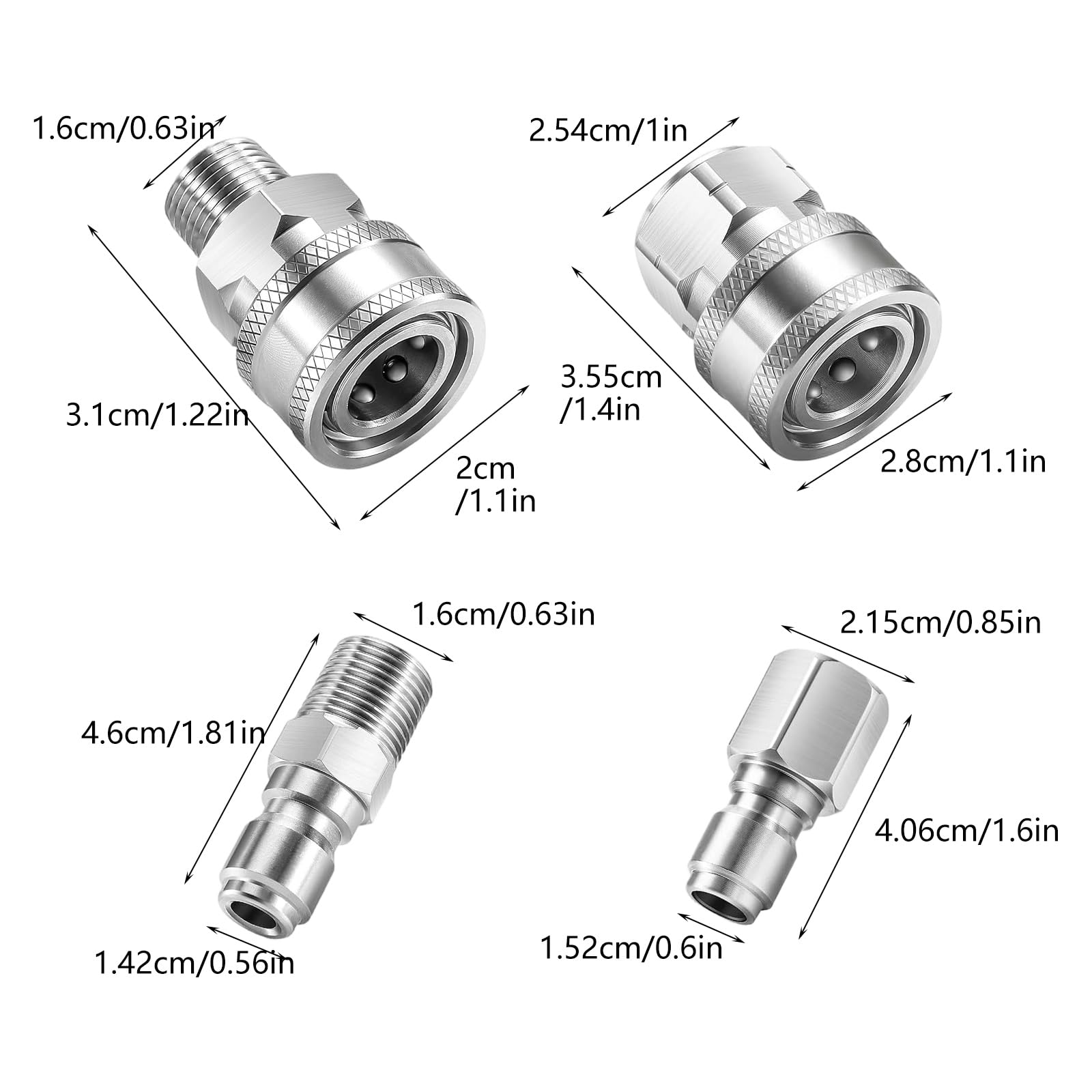 12 Piezas de Accesorios de desconexión rápida de 3/8 Pulgadas, Conectores de arandela de presión de Acero Inoxidable para Limpieza de jardín y, Acoplamiento rápido