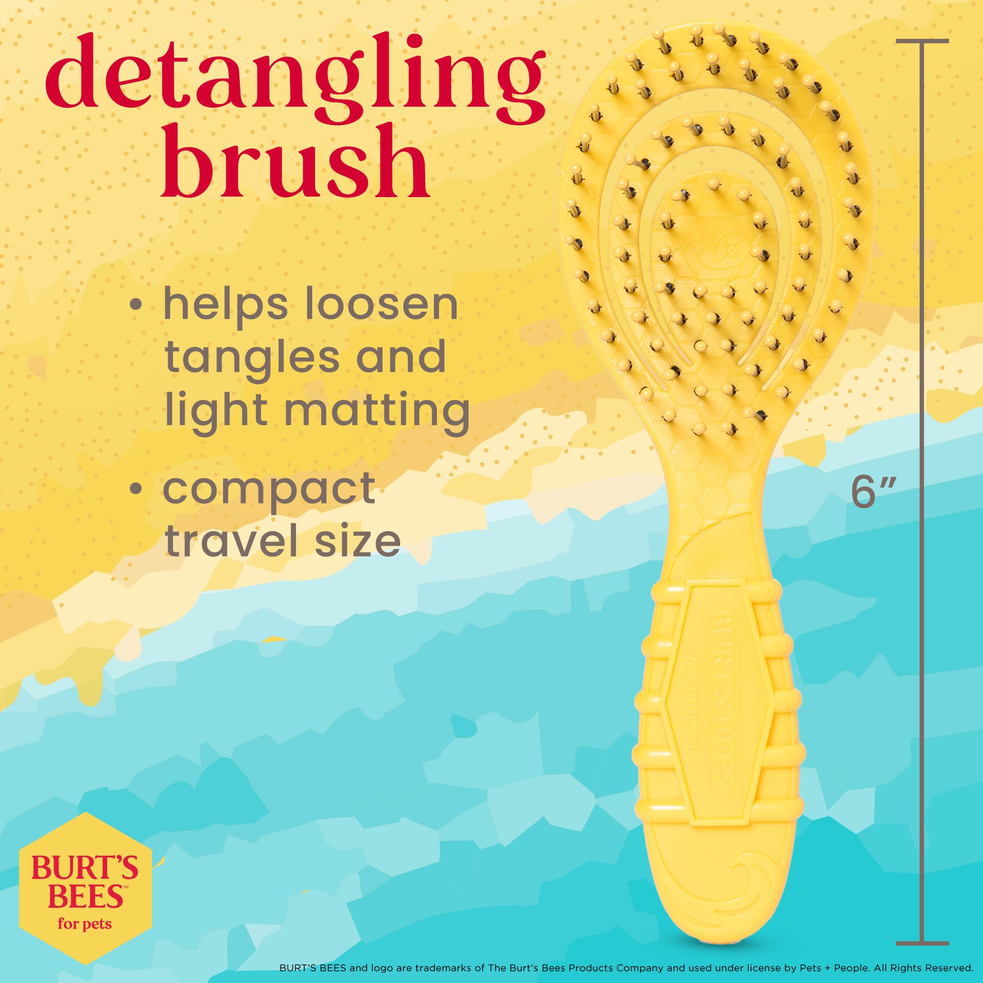 Burt's Bees for Pets Brosse démêlante pour chiots et petits chiens à poils moyens à longs | Manche en plastique recyclé 100% lié à l'océan | Brosse pour chien élimine les nœuds et desserre les tapis