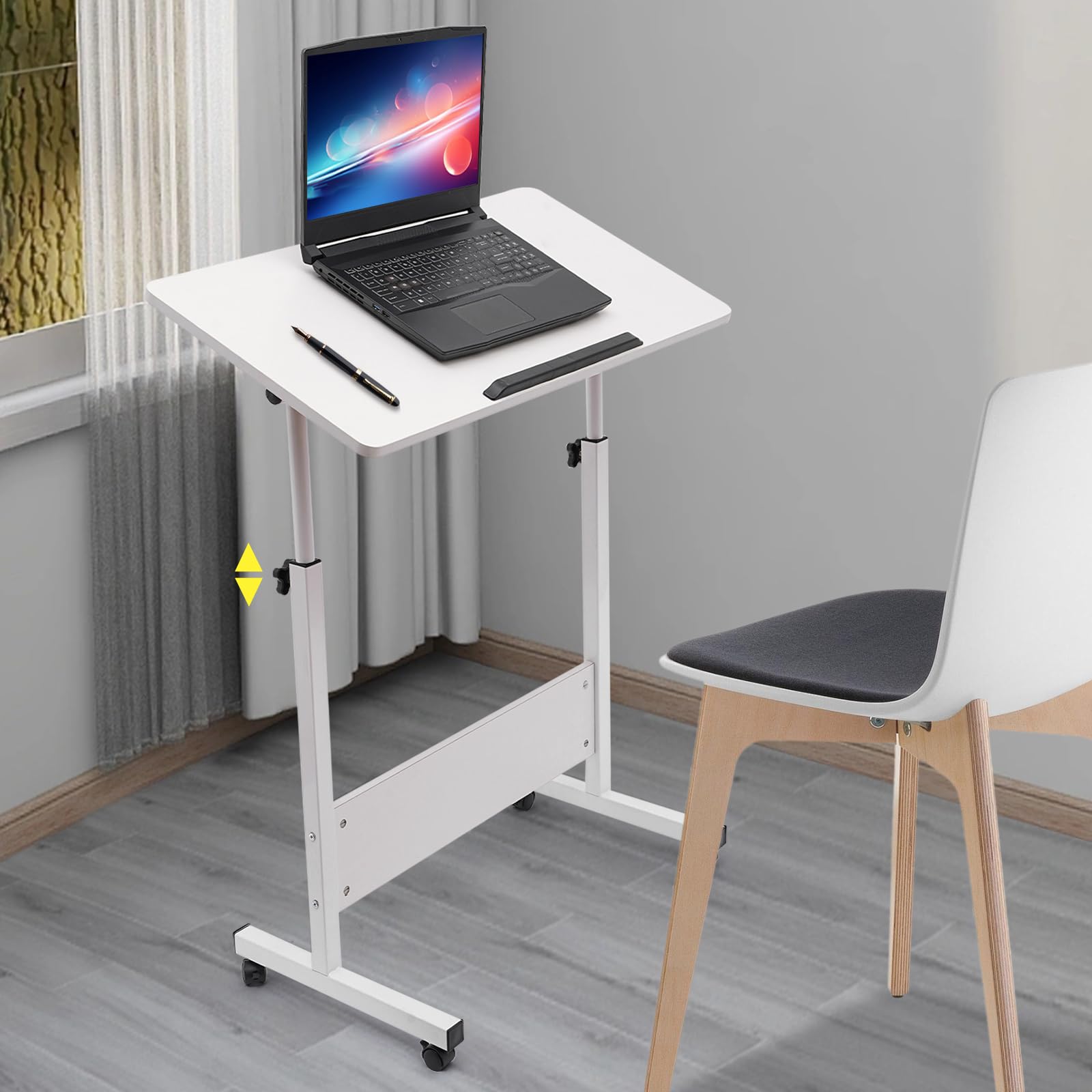 Rolling Computer Stand with Adjtable Height Laptop Desk Computer Home Office Desk Adjtable Height Standing Desk Small Rolling — view 8