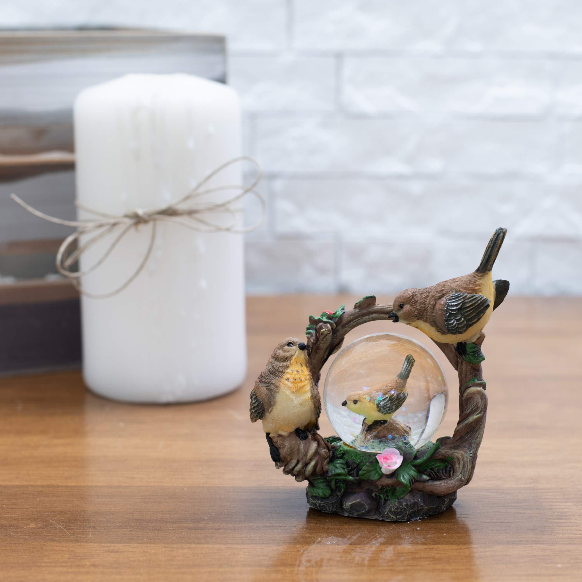 ドームの置物 Amazon.co.jp: イエロー スズメ 鳥 ファミリー 置物 45mm キラキラ