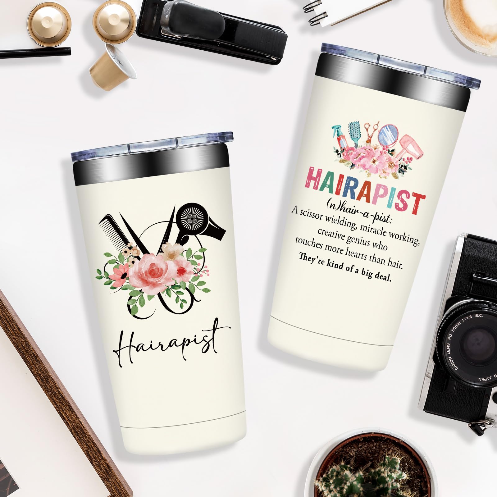 Hair Stylist Gifts - Hairdresser Gifts for Women - Birthday, Appreciation, Christmas Gift for Hairstylist Women - Hairapist Tumbler Cup 20 oz
