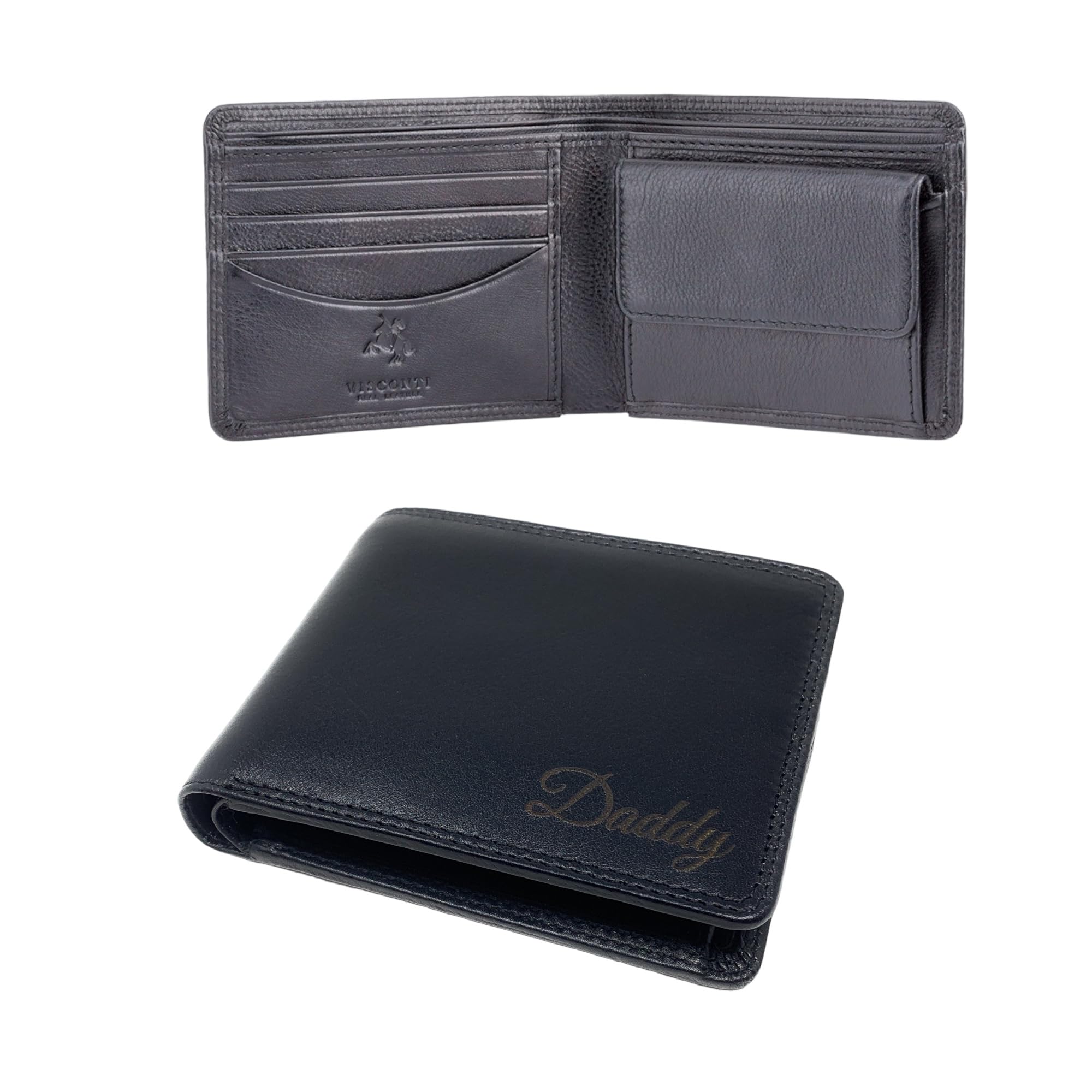 Rutherfords GiftsPersonalised Luxury RFID Genuine Soft Leather Wallet - Name Or Initials On Front