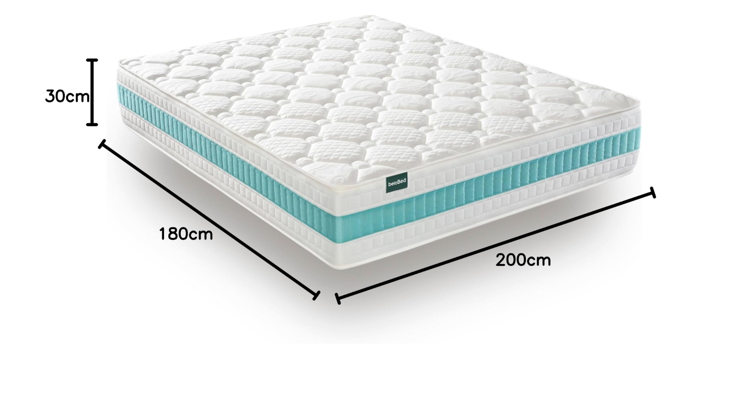 Livedream Hybrid Viskoelastische Matratze, 180 x 200 cm, hoher Komfort, wendbar, doppelseitig, Winter/Sommer, mittlere Härte, hygienisch und atmungsaktiv, Taschenfederkern, Höhe 30 cm